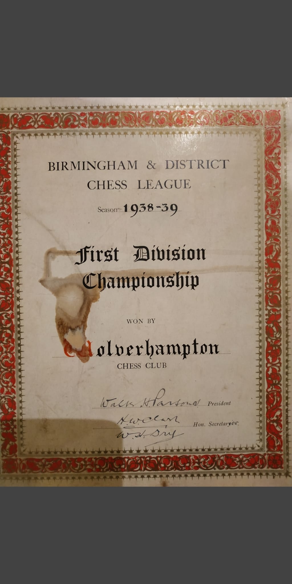 BDCL Champions Div1 1938/39